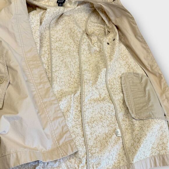 Gap Vintage Y2K Cotton Lightweight Button Up Trench Coat Lined Size M Neutral - Picture 12 of 15